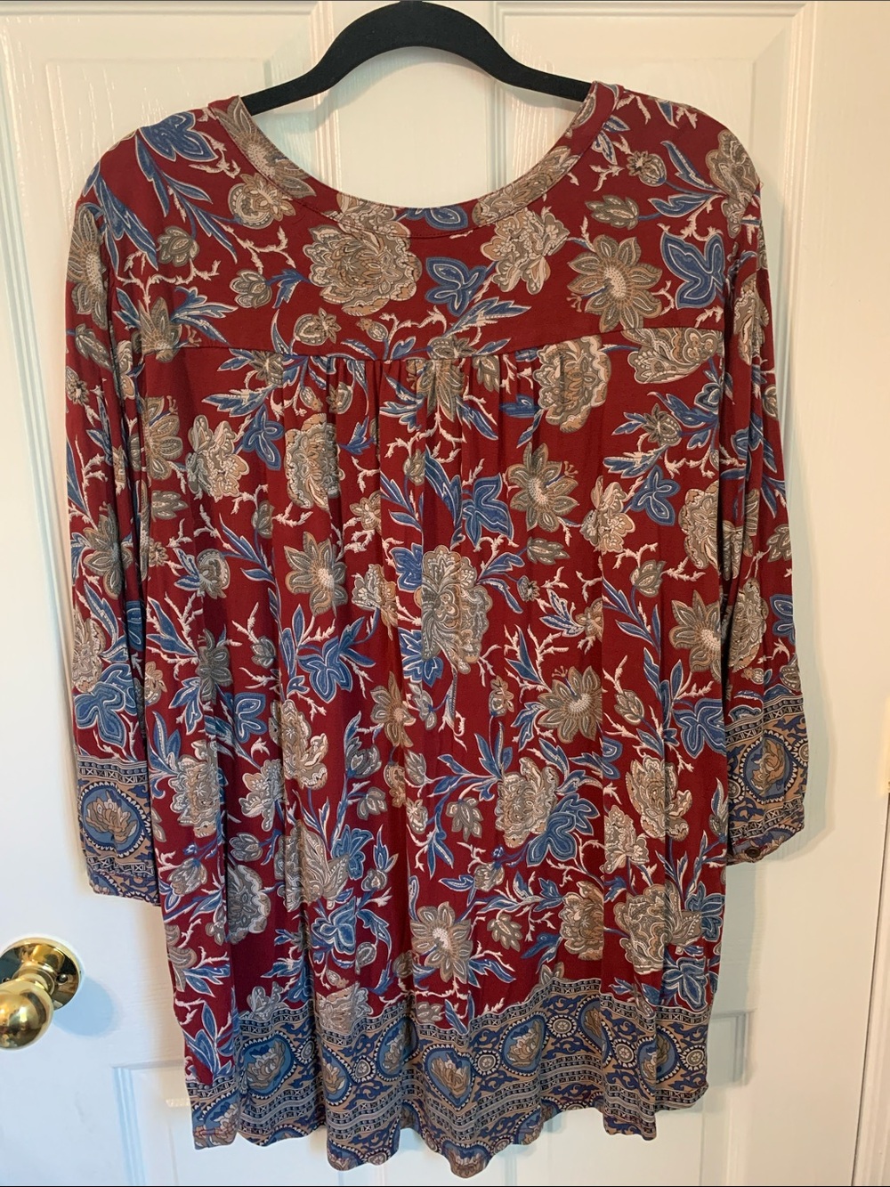 Lucky Brand 3x burgundy floral tunic - Picture 2 of 5